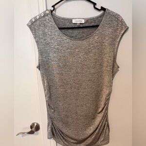 Calvin Klein Silver/Gray Ruched Sleeveless Muscle Tee slight sparkle
